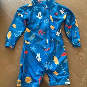 NWOT Tiny Tribe Zip Up Swim Suit Rash guard size 9-12 months